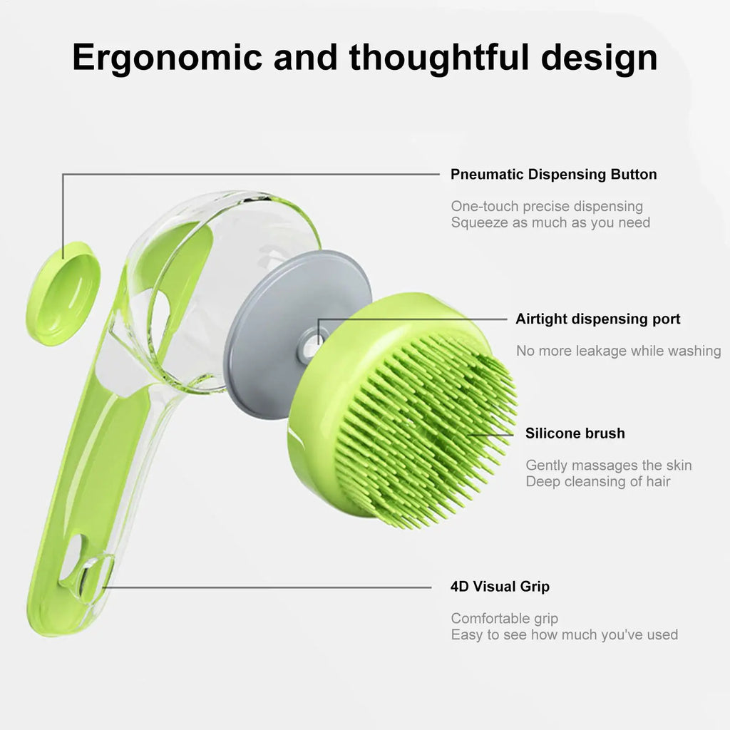 Silicone Pet Bath Brush with Shampoo Dispenser