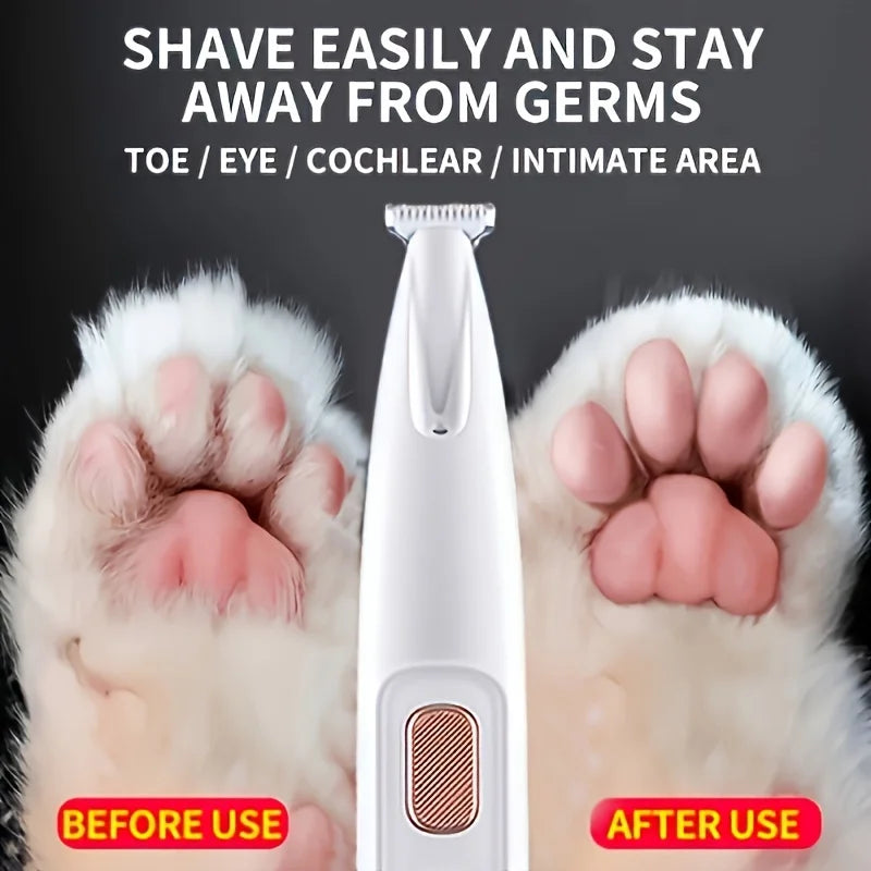 Low-Noise Pet Hair Clipper - Rechargeable Trimmer for Paws, Face & Ears