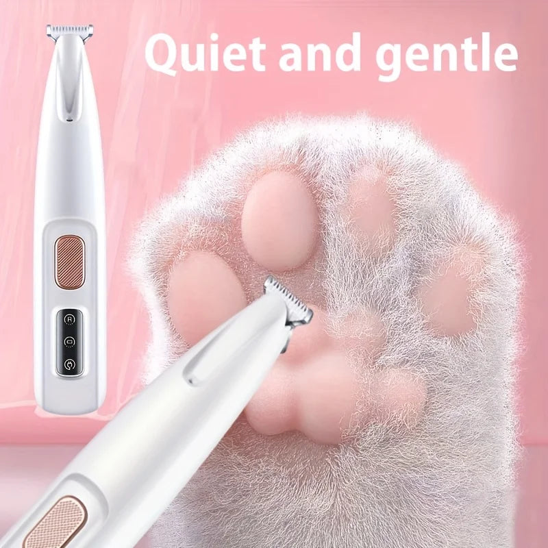 Low-Noise Pet Hair Clipper - Rechargeable Trimmer for Paws, Face & Ears