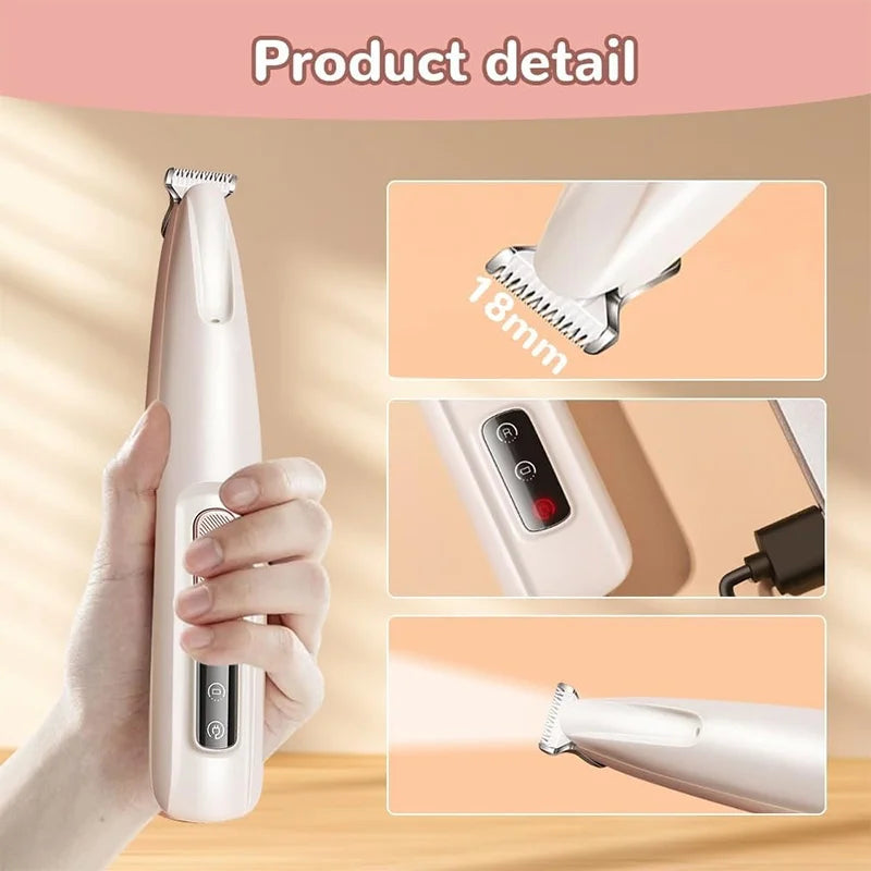 Low-Noise Pet Hair Clipper - Rechargeable Trimmer for Paws, Face & Ears