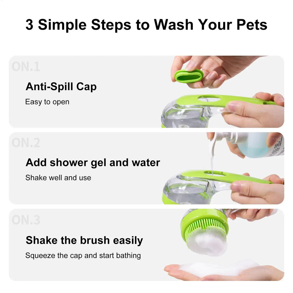 Silicone Pet Bath Brush with Shampoo Dispenser